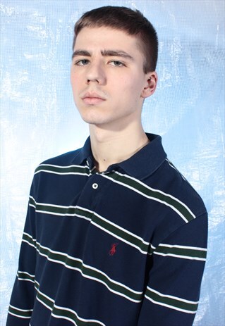 VINTAGE RALPH LAUREN NAVY AND GREEN POLO SHIRT