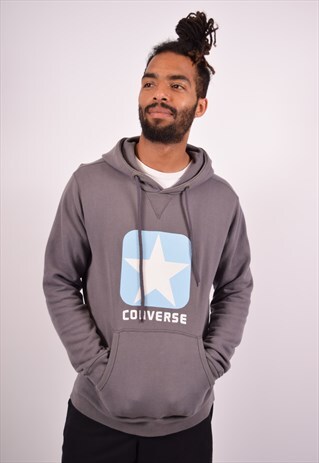 VINTAGE CONVERSE HOODIE JUMPER GREY