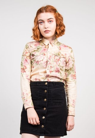 VINTAGE 90'S CREAM RALPH LAUREN FLORAL SHIRT