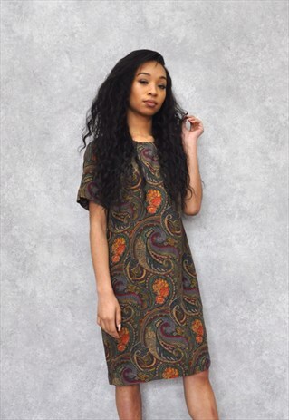 VINTAGE 1990S PAISLEY PRINT MINI DRESS