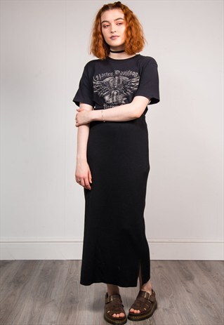 90'S VINTAGE BLACK MAXI KNIT SKIRT