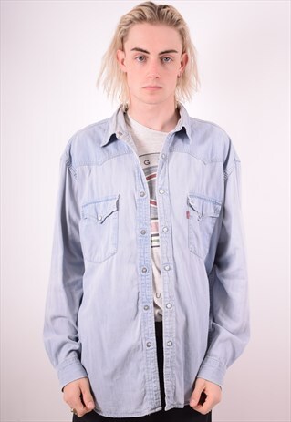 LEVI'S MENS VINTAGE DENIM SHIRT XL BLUE 90S