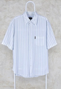 Vintage Armani Jeans White Striped Shirt Short Sleeve XXL