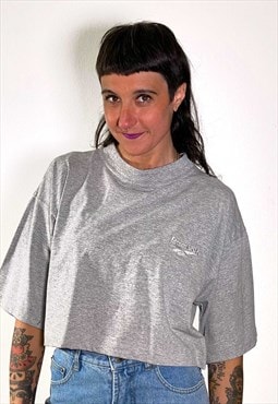 Vintage 90s reworked cropped grey t-shirt 