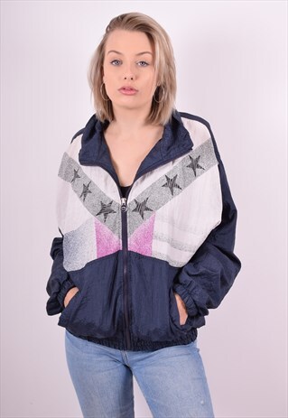WOMENS VINTAGE TRACKSUIT TOP JACKET MEDIUM MULTI 90'S