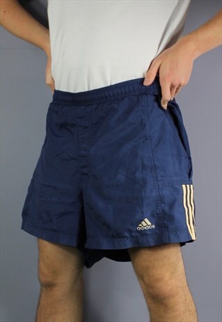 VINTAGE ADIDAS SHORTS IN NAVY BLUE WITH POCKETS, EMBROIDERED