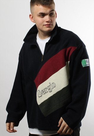 VINTAGE SERGIO TACCHINI 1/4 ZIP FLEECE WITH CHEST DESIGN