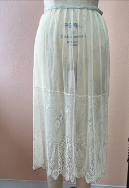 Vintage 50s americana cotton lace sheet skirt