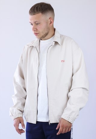 VINTAGE MENS YSL BEIGE COTTON BEIGE HARRINGTON JACKET