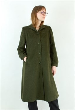 Sport Loden Wool Coat Button Up Jacket Overcoat Mac Trachten