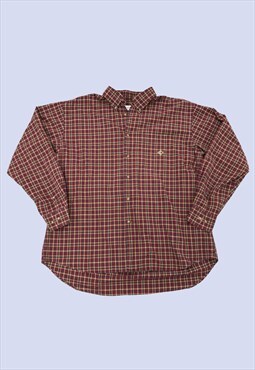 Vintage Burgundy Red Check Cotton Long Sleeve Shirt