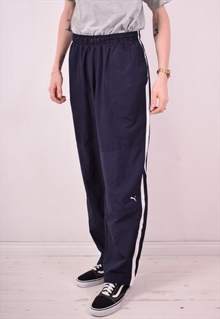 PUMA MENS VINTAGE TRACKSUIT TROUSERS W38 L32 BLUE 90S