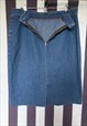 VINTAGE 80S DENIM MIDI SKIRT WITH POCKETS, UK14/16 XLARGE