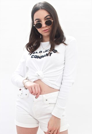 90'S RETRO WHITE LONG-SLEEVED SPELL-OUT TOP
