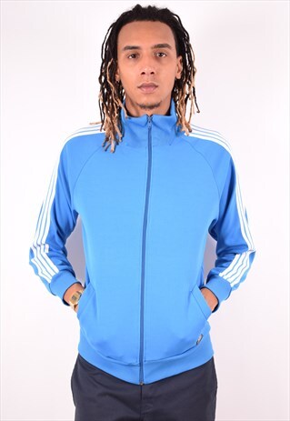 MENS VINTAGE TRACKSUIT TOP JACKET MEDIUM BLUE 90S