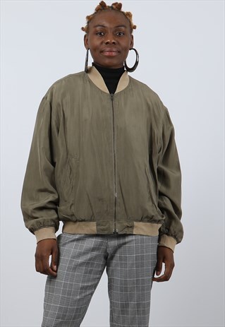 VINTAGE LARGE OLIVE LIGHTWEIGHT BOMBER JACKET