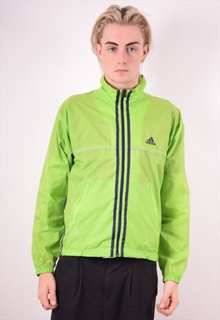 ADIDAS MENS VINTAGE RAIN JACKET SMALL GREEN 90S
