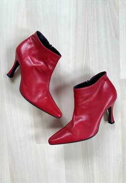 Y2K Red Faux Leather Boots