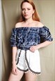 BOHO OFF-THE-SHOULDER TOP & SHORTS CO-ORD TWIN SET