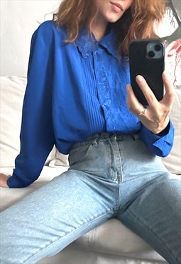 Rich Blue Boho Beautiful Blouse / Shirt - XL