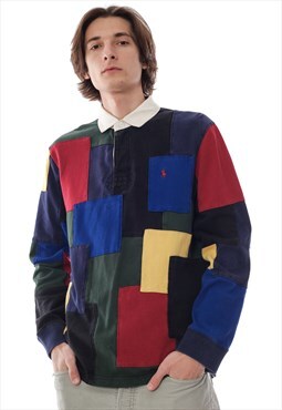 Vintage POLO RALPH LAUREN Rugby Shirt Patchwork 90s 
