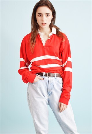 90'S RETRO OVERSIZED SPORTS STRIPED SWEATSHIRT JUMPER TOP