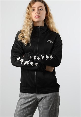 VINTAGE KAPPA MEDIUM BLACK LIGHTWEIGHT TRACK JACKET