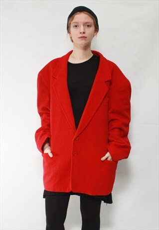 VINTAGE 80' AMAZING CLASSIC RED WOOL AND CASHMERE JACKET