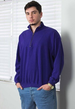 VINTAGE NORTH FACE 1/4 ZIP JUMPER SWEATSHIRT LOGO 90S L 19.3