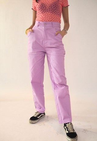 LOOSE HIGH WAIST PANTS - PURPLE