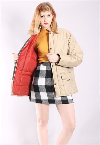 VINTAGE 60S BEIGE QUILTED PUFFER COAT