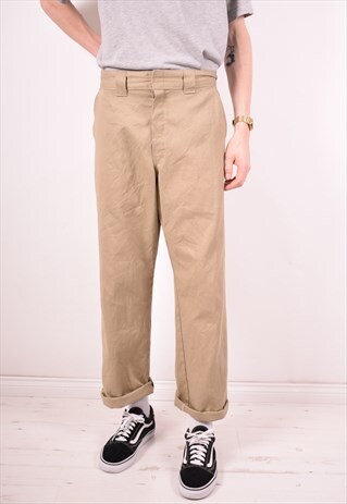 DICKIES MENS VINTAGE TROUSERS W36 L32 BEIGE 90S