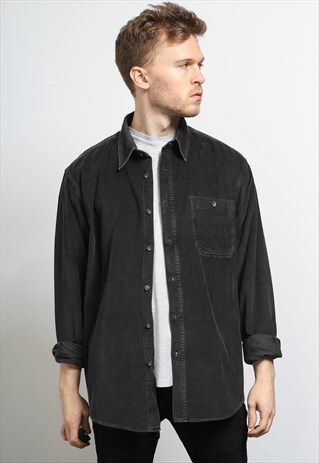 VINTAGE CORDUROY CORD SHIRT BLACK