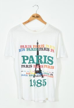Vintage 1985 Paris T-Shirt White Small