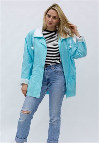 VINTAGE 90'S OVERSIZED TURQUOISE PARKA COAT