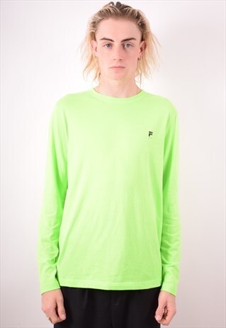 FILA MENS VINTAGE TOP LONG SLEEVE MEDIUM GREEN 90S