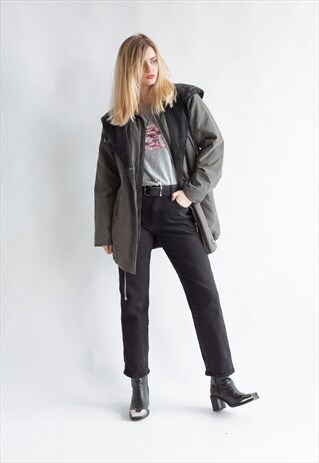 VINTAGE 80S PARKA JACKET WITH OVERSIZED COLLAR