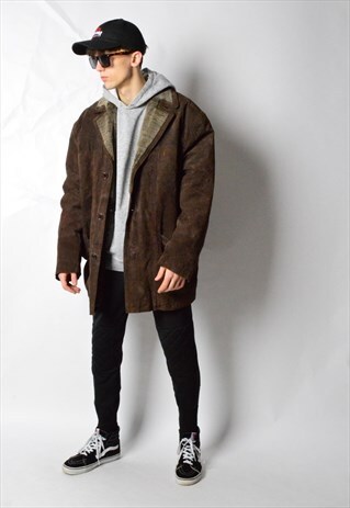 VINTAGE 90S BROWN LEATHER COAT
