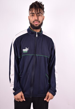 PUMA MENS VINTAGE TRACKSUIT TOP JACKET XL BLUE 90'S