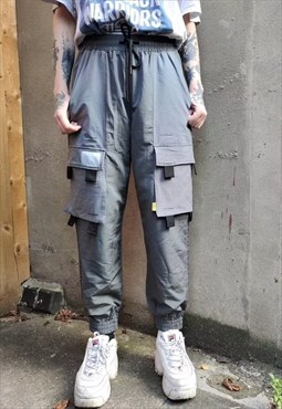 Cargo pocket joggers straight fit beam utility overalls grey