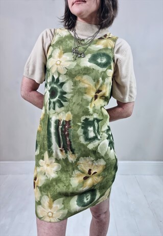 VINTAGE 90'S GREEN AND YELLOW SHIFT DRESS