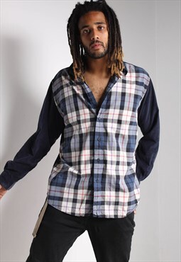 Vintage Tommy Hilfiger Check and Corduroy Cord Shirt Blue