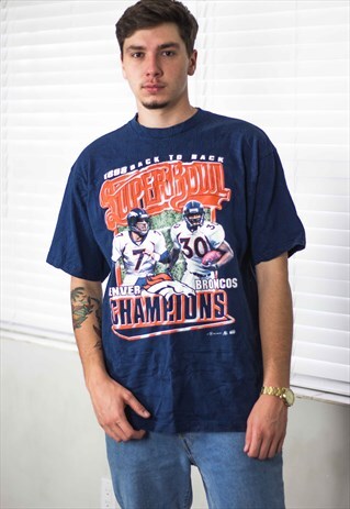 VINTAGE SUPER BOWL T-SHIRT AMERICAN FOOTBALL LOGO 90S XL 9.4