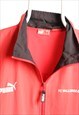 VINTAGE PUMA WORKWEAR SHELL JACKET LOGO RED BLACK