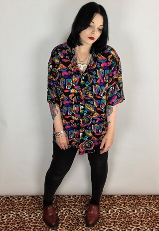 VINTAGE ABSTRACT PRINT SHIRT SIZE LARGE