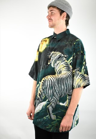 VINTAGE WHITE TIGER PRINT SHIRT