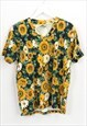 Y2K PRINTED FLORAL T-SHIRT IN SUNFLOWER PATTERN
