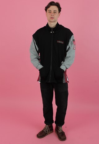 VINTAGE ADIDAS POPPERS TRACKSUIT TOP W/ ZIP AWAY ARMS