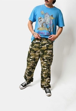 Vintage cargo pants camouflage patterned men's trousers