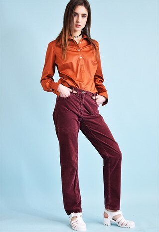90'S RETRO VELVET PURPLE REGULAR WAIST TROUSERS